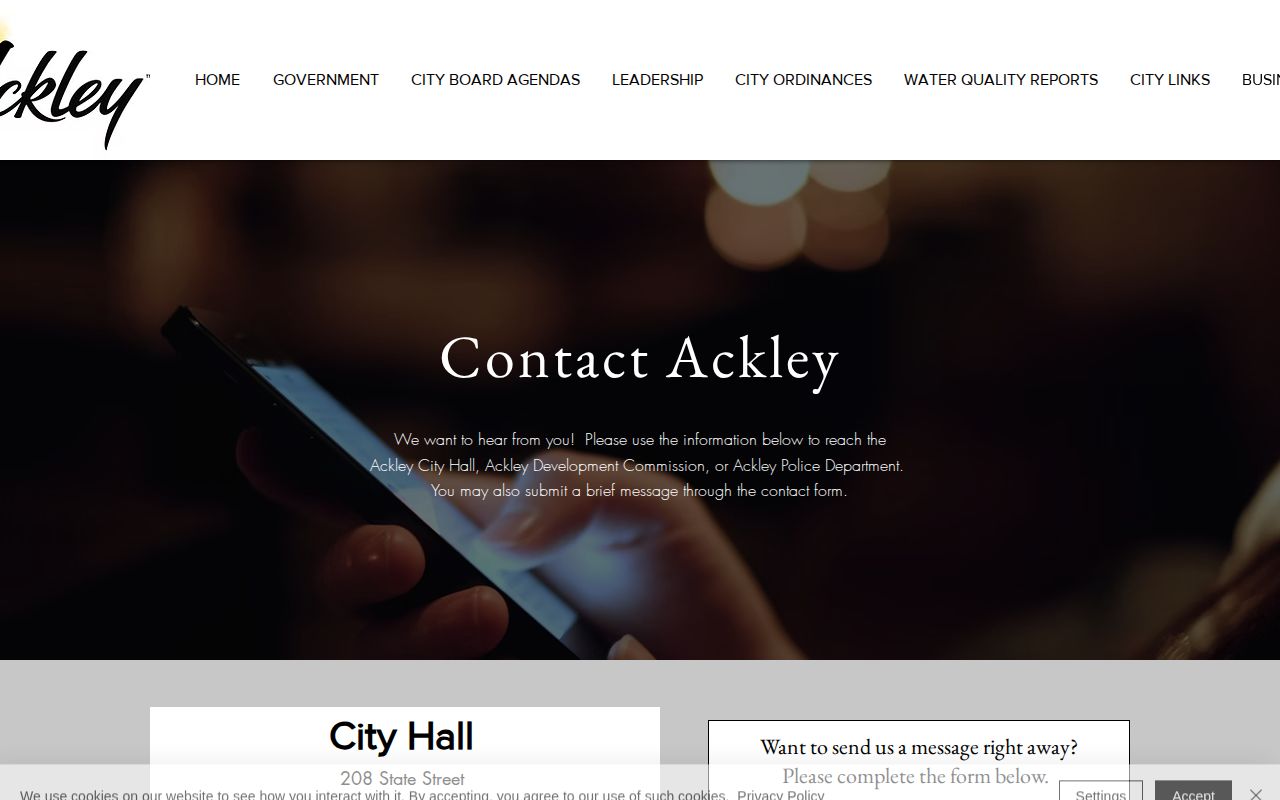 Official Ackley city police contact page